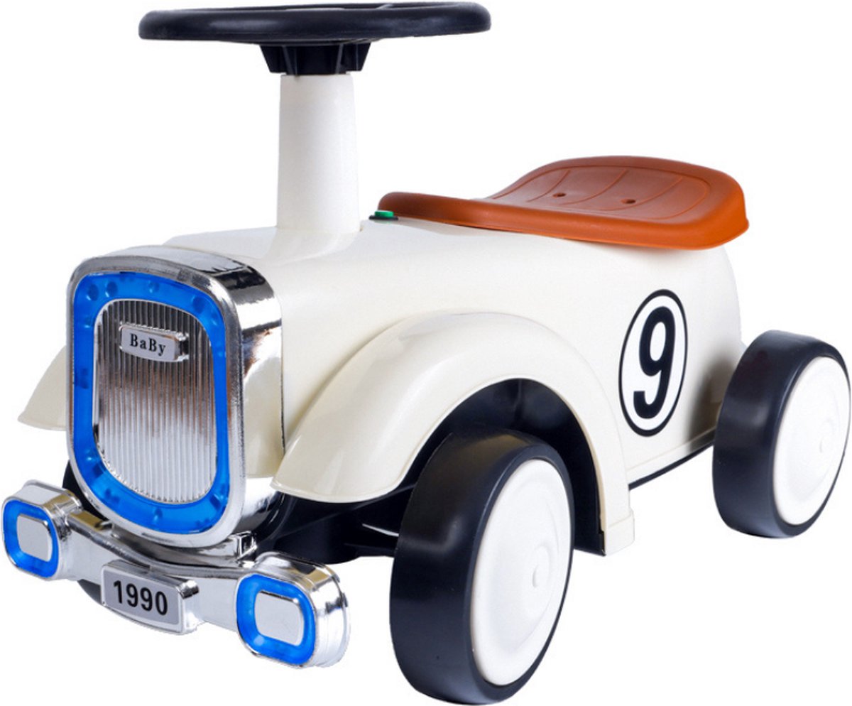   Retro   Truck | Loopwagen voor Jongens & Meisjes | 1-3 jaar | Duurzaam | Veilig | Stimuleert Motorische Vaardigheden | Wit - 58x29x38cm